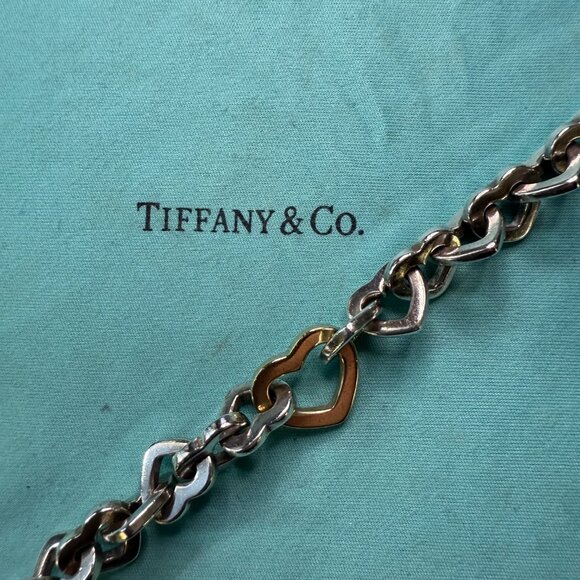 🩵 Tiffany & Co. Sterling Silver & 18K Yellow Gold Bracelet, RARE 8.5" SIZE 🩵 - Picture 5 of 8